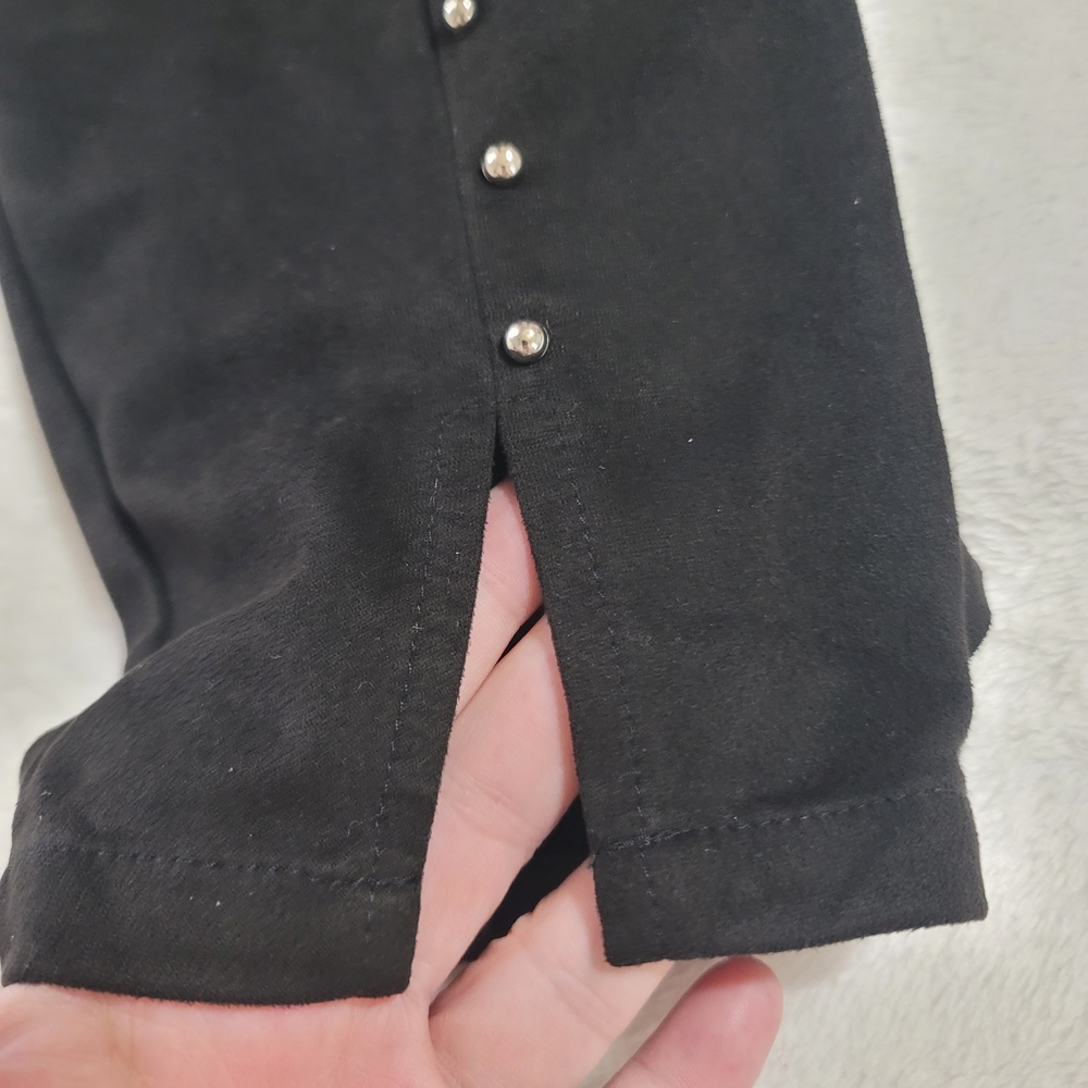 Womens Pants Sz Large Black With Silver Studs Soft Suede Like Office Going Out - Picture 2 of 5